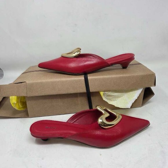 Women's US 5-5.5 / EU 36 Maeve x Anthropologie red heart mules kitten heels - Picture 1 of 10